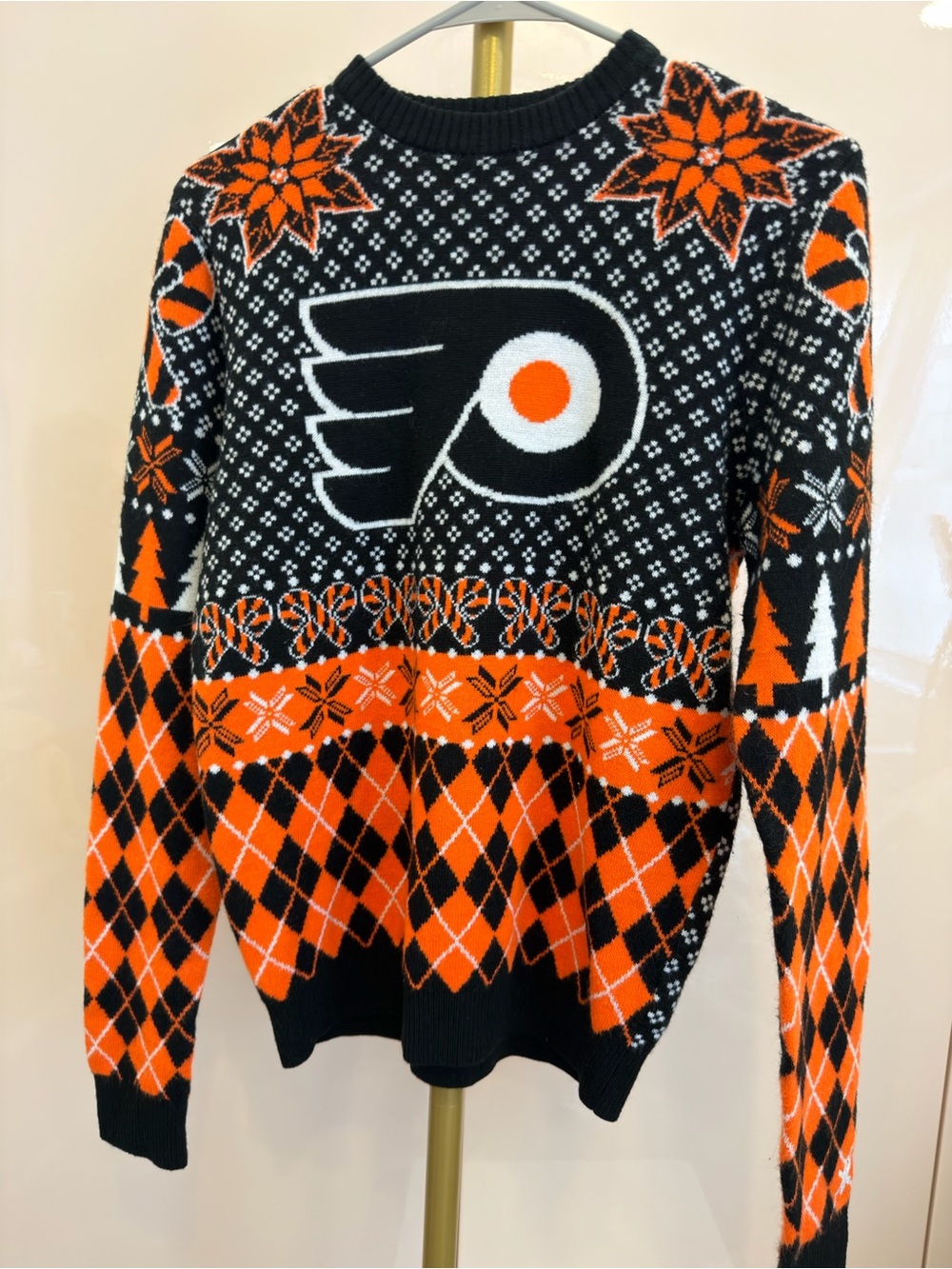 NHL Women's Flyer’s Black & Orange Festive Crewneck Sweater